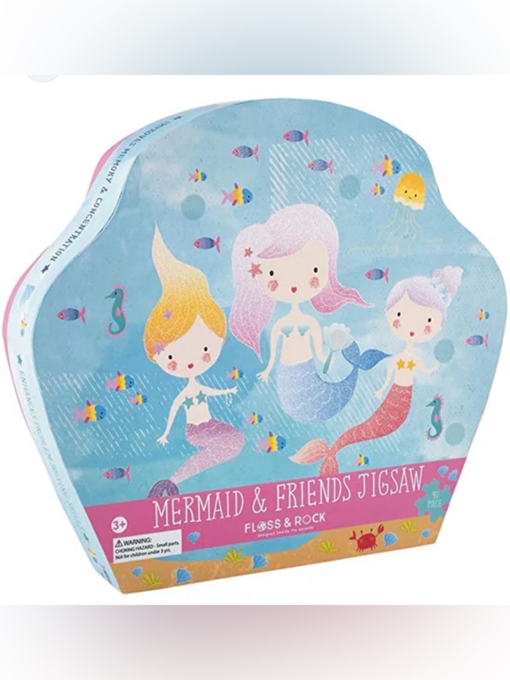 Floss & Rock 40-Piece Jigsaw Puzzle in Shaped Box - Mermaids & Friends